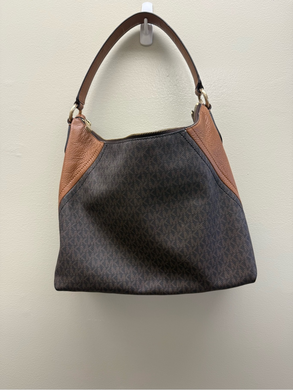Michael Kors Signature MK Brown Tan Hobo Shoulder Crossbody Bag + Dust Bag - Picture 5 of 9